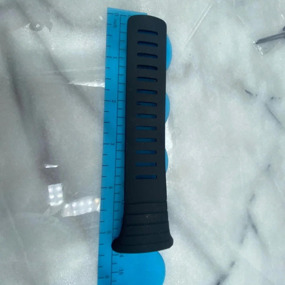 Sunto Core Mens 28mm Watch Band Black Silicone Rubber Ribbed‎ Sport Strap Pins